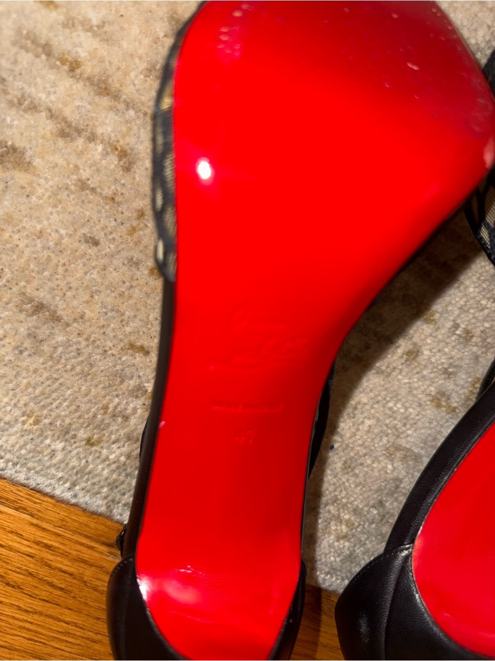 Christian Louboutin Black Mesh Peep-Toe Slingbacks with Nude Insole - Picture 5 of 5